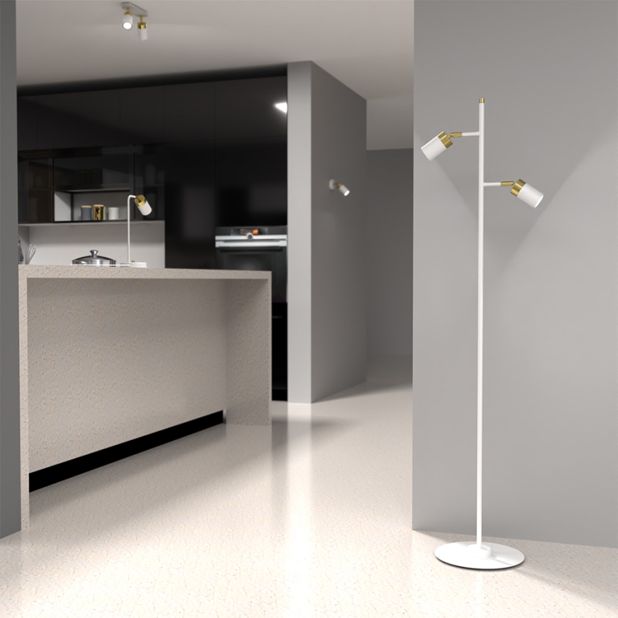 Golvlampa  JOKER 2xGU10/25W/230V vit /gold