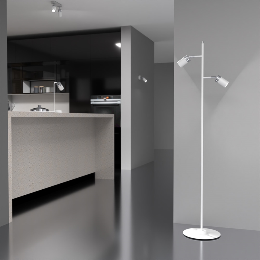 Golvlampa  JOKER 2xGU10/25W/230V vit /skinande krom