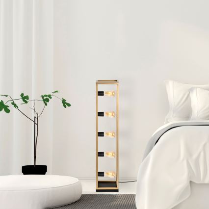 Golvlampa KAFES 5xE27/40W/230V, guldfärgad