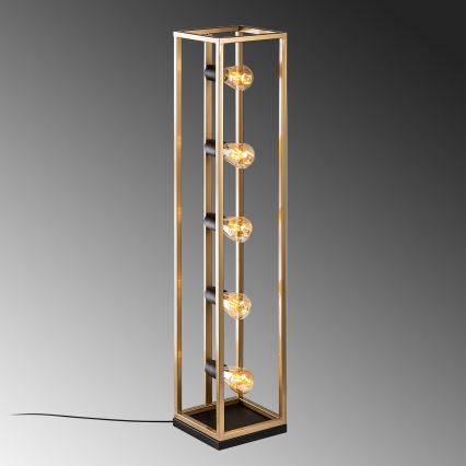 Golvlampa KAFES 5xE27/40W/230V, guldfärgad