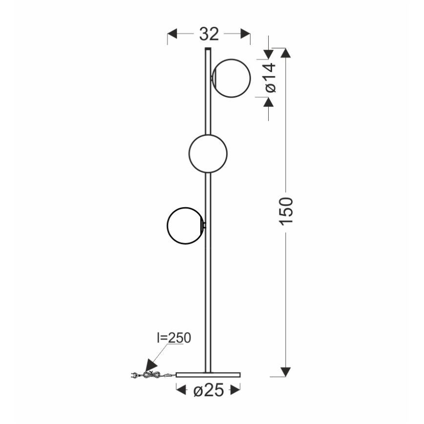 Golvlampa KAMA 3xG9/28W/230V svart/rökig svart