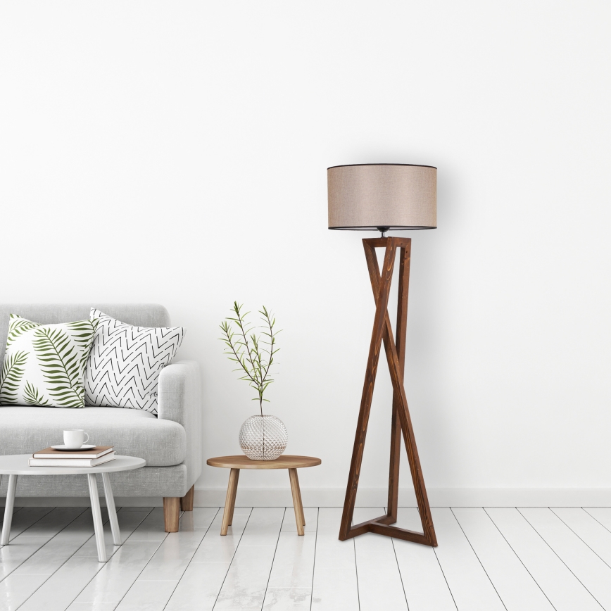 Golvlampa MACKA 1xE27/60W/230V beige/brun