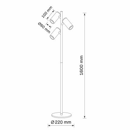 Golvlampa MARIBEL 3xGU10/12W/230V svart