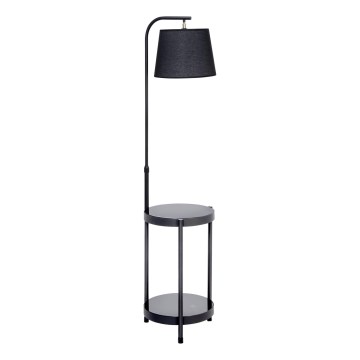 Golvlampa med bord 1xE27/60W/230V USB svart