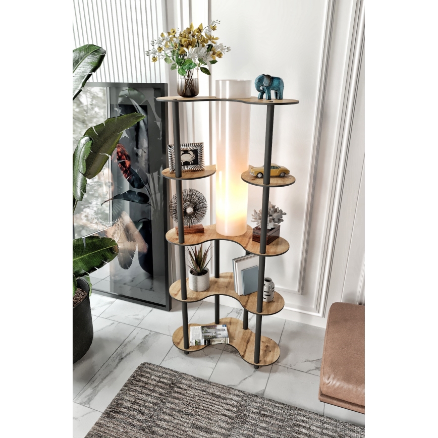 Golvlampa med hyllor 1xE27/40W/230V 150 cm svart/beige