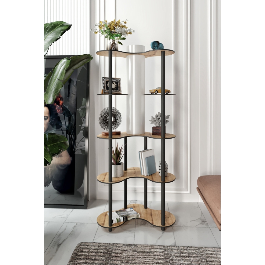Golvlampa med hyllor 1xE27/40W/230V 150 cm svart/beige