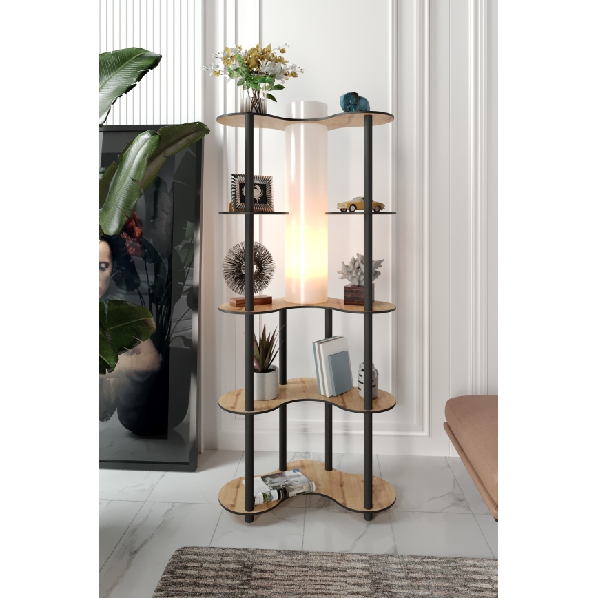 Golvlampa med hyllor 1xE27/40W/230V 150 cm svart/beige