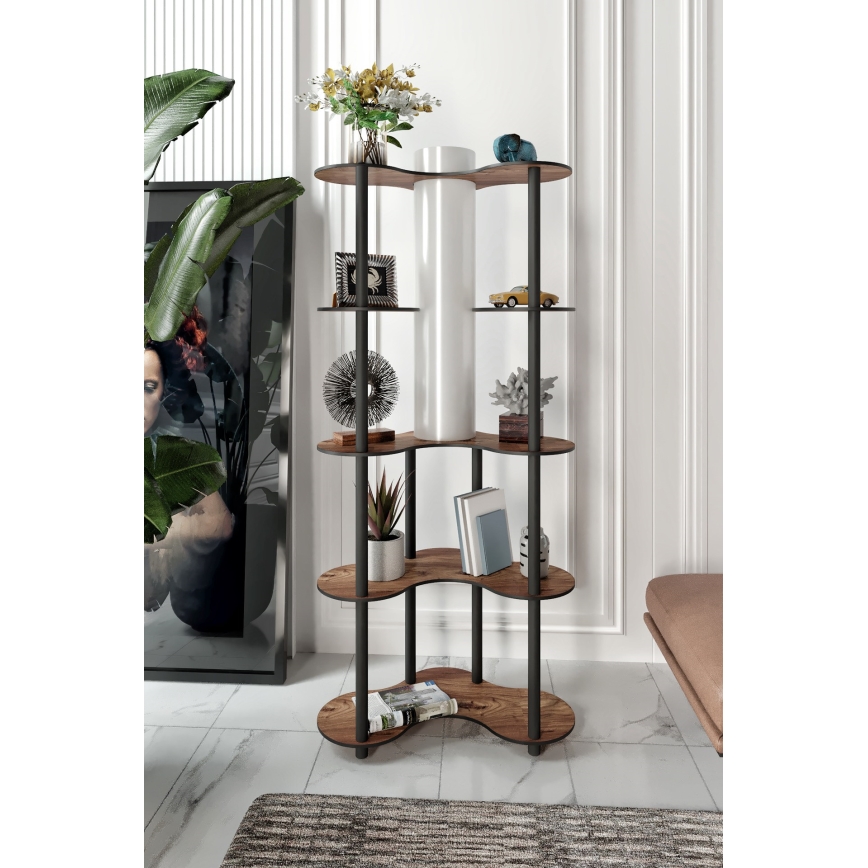 Golvlampa med hyllor 1xE27/40W/230V 150 cm svart/brun