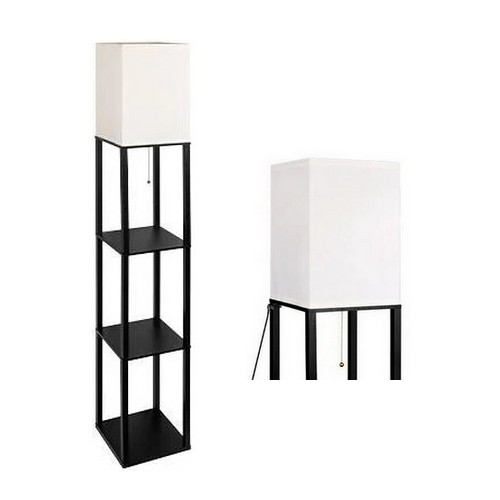 Golvlampa med hyllor 1xE27/60W/230V svart/vit