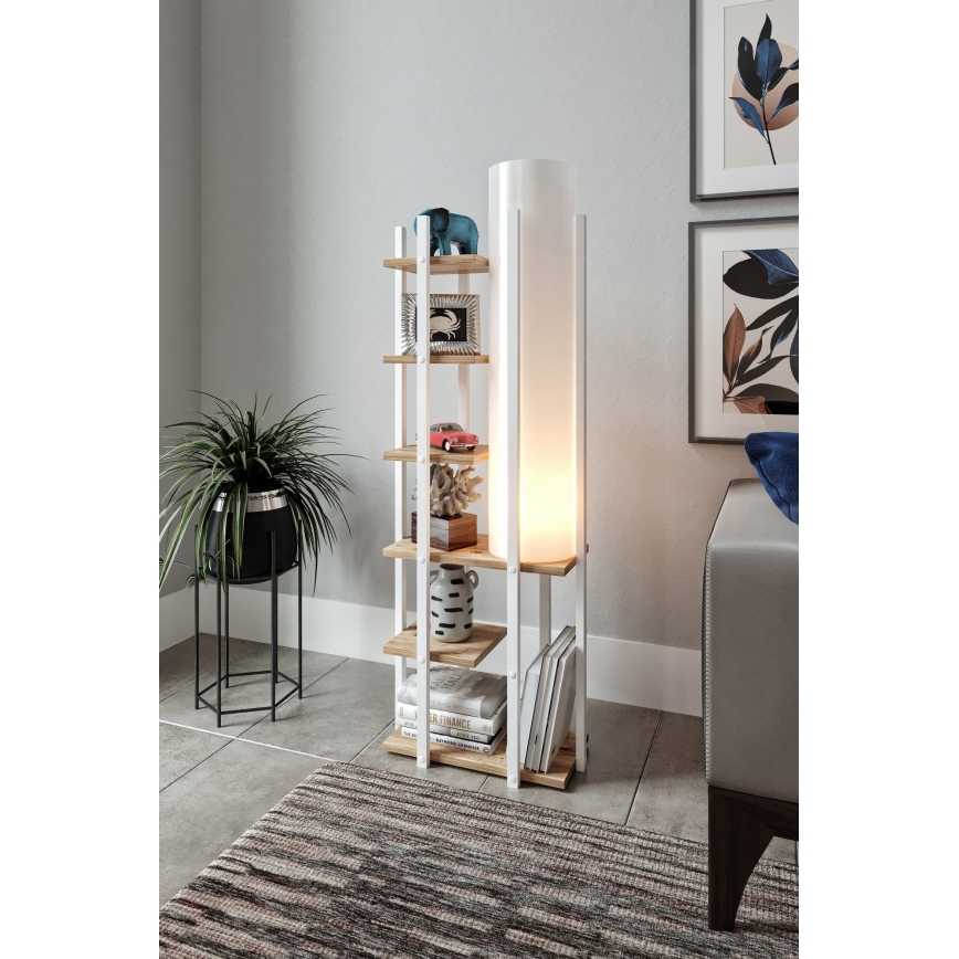 Golvlampa med hyllor MODA DOR 1xE27/40W/230V vit/brun