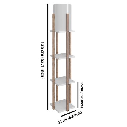 Golvlampa med hyllor NORA 1xE27/40W/230V brun/vit