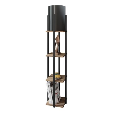 Golvlampa med hyllor NORA 1xE27/40W/230V svart/brun