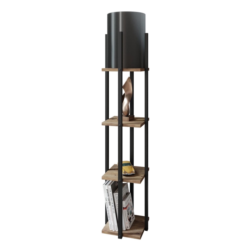 Golvlampa med hyllor NORA 1xE27/40W/230V svart/brun