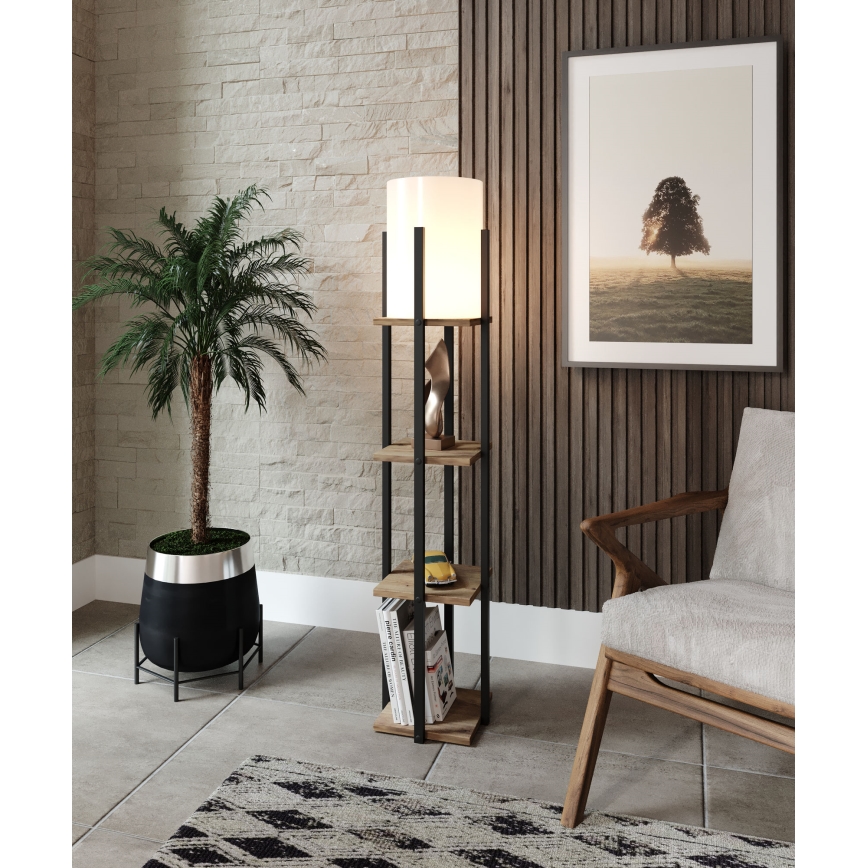 Golvlampa med hyllor NORA 1xE27/40W/230V svart/brun