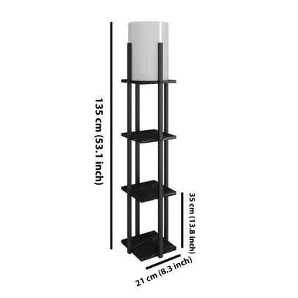 Golvlampa med hyllor NORA 1xE27/40W/230V svart