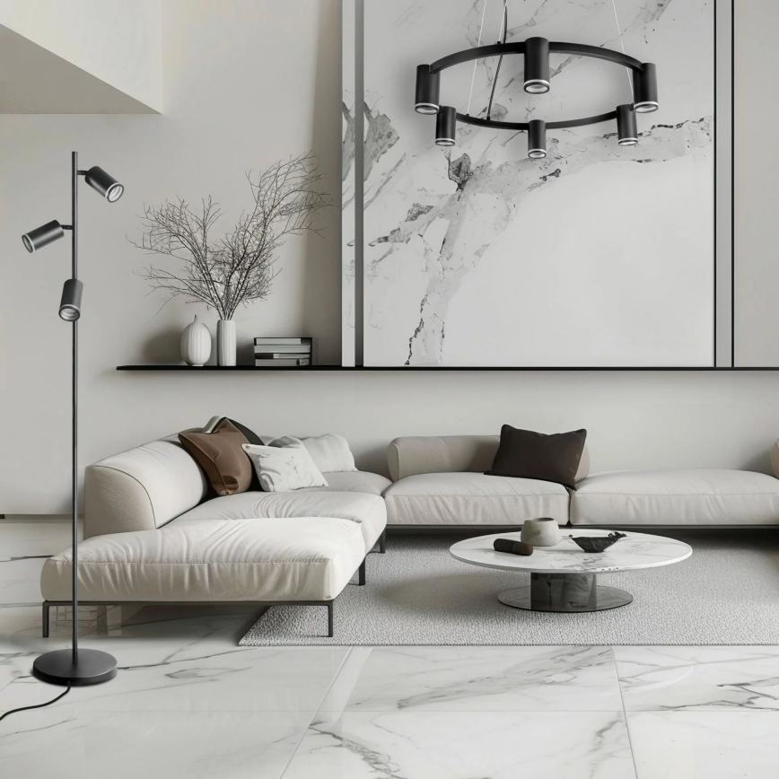 Golvlampa PARIS 3xGU10/12W/230V svart