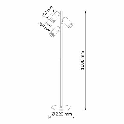Golvlampa PARIS 3xGU10/12W/230V svart
