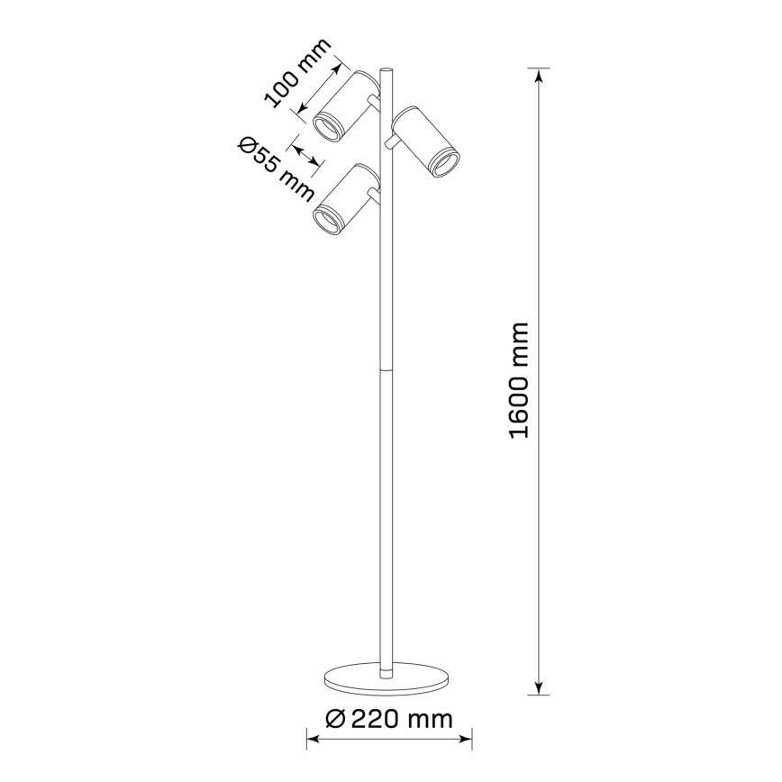 Golvlampa PARIS 3xGU10/12W/230V svart