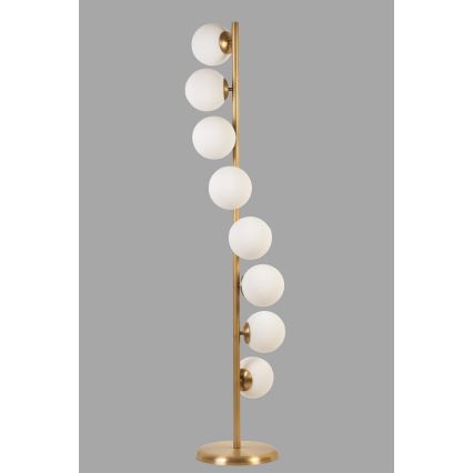 Golvlampa SIMAY 8xE27/40W/230V guld/vit