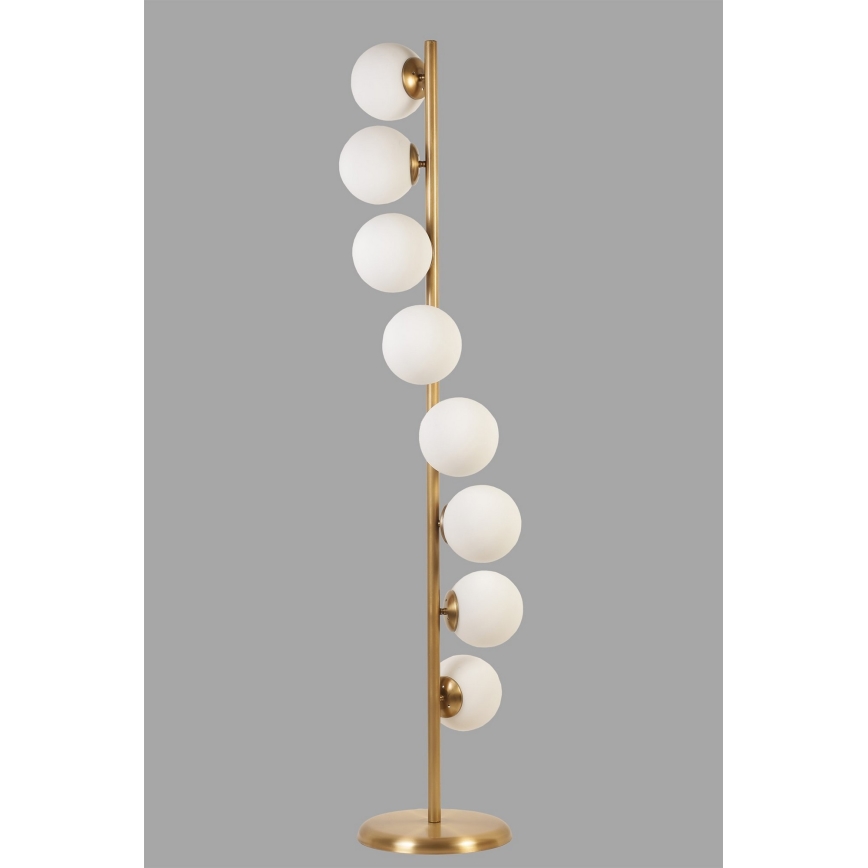 Golvlampa SIMAY 8xE27/40W/230V guld/vit