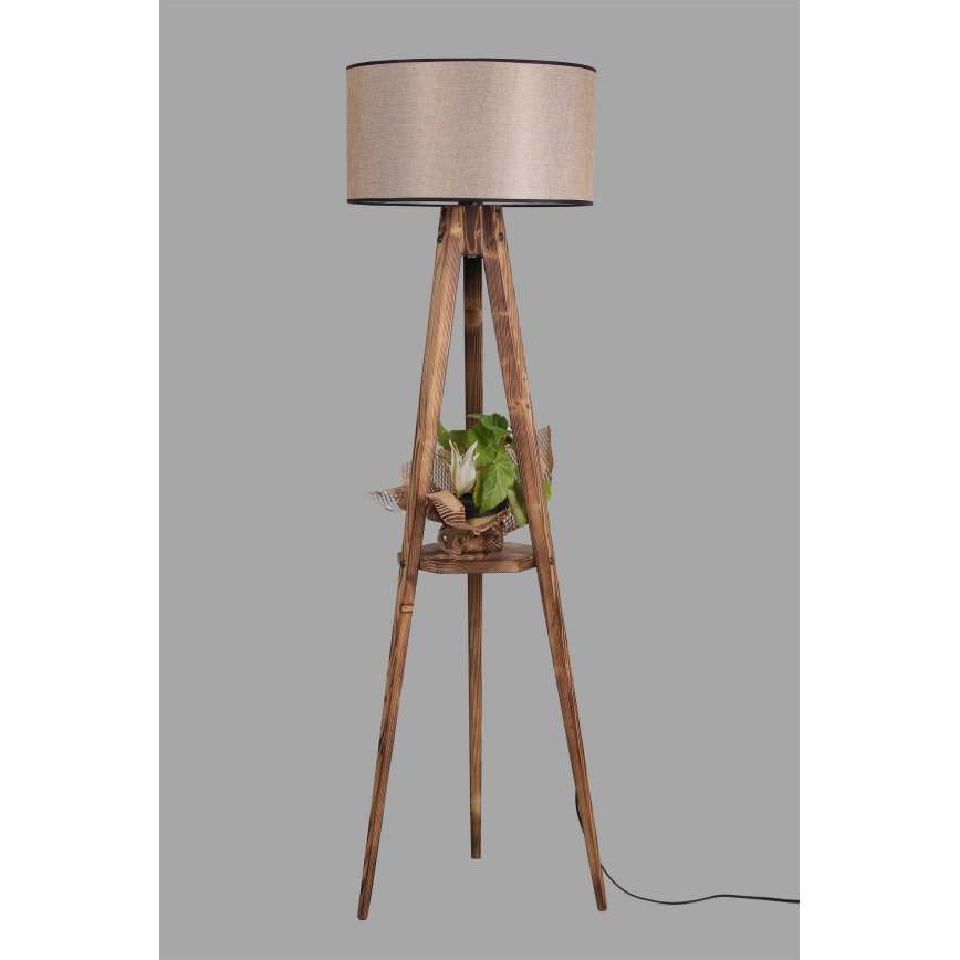 Golvlampa TRIPOD 1xE27/60W/230V beige/brun