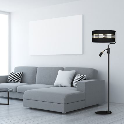 Golvlampa  ULTIMO 1xE27/40W/230V + 1xGU10/MR11/7W svart