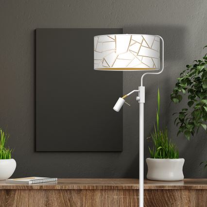 Golvampa ZIGGY 1xE27/40W/230V + 1xGU10/MR11/7W vit/guld