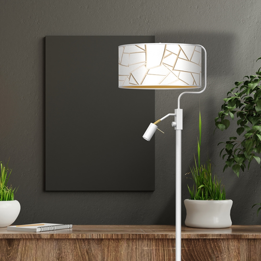 Golvampa ZIGGY 1xE27/40W/230V + 1xGU10/MR11/7W vit/guld