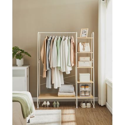 Golvstående klädhängare LINEA, vit/brun