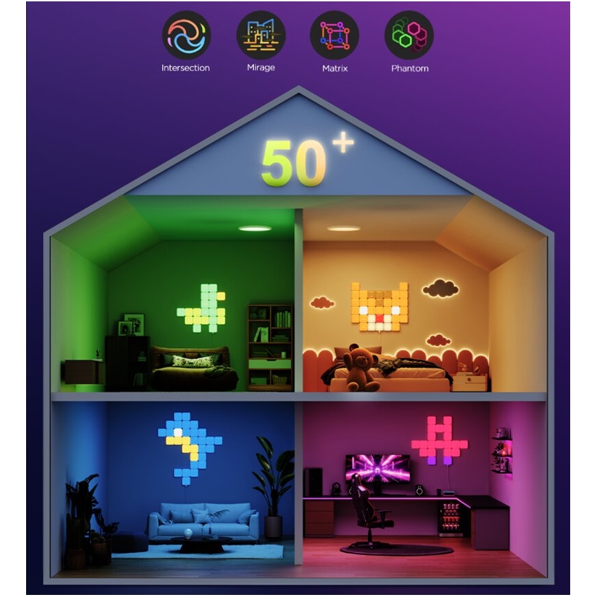 Govee - 10x Smart mini RGBIC-panel Wi-Fi