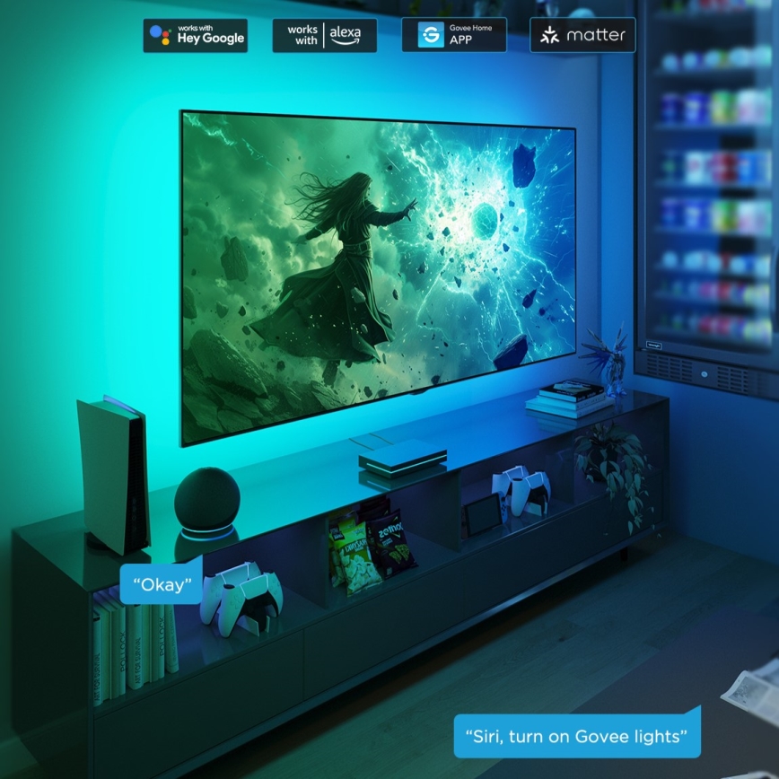 Govee - AI Sync Box 2 Smart TV RGBICW bakgrundsbelysning 55-65 Wi-Fi