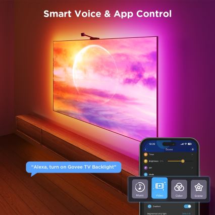 Govee - Backlight 3S Netflix TV 55-65" SMART LED bakgrundsbelyst RGBICW Wi-Fi + fjärrkontroll