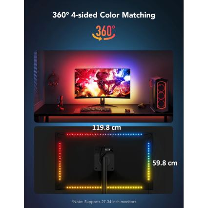 Govee - Dreamview G1 Smart LED RGBIC monitor belysning 27-34" Wi-Fi