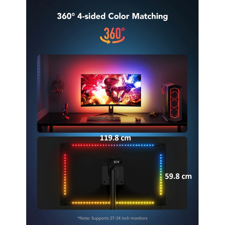 Govee - Dreamview G1 Smart LED RGBIC monitor belysning 27-34" Wi-Fi