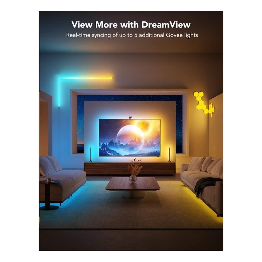 Govee - DreamView T2 DUAL TV 55-65" SMART LED bakgrundsbelyst RGBIC Wi-Fi + fjärrkontroll