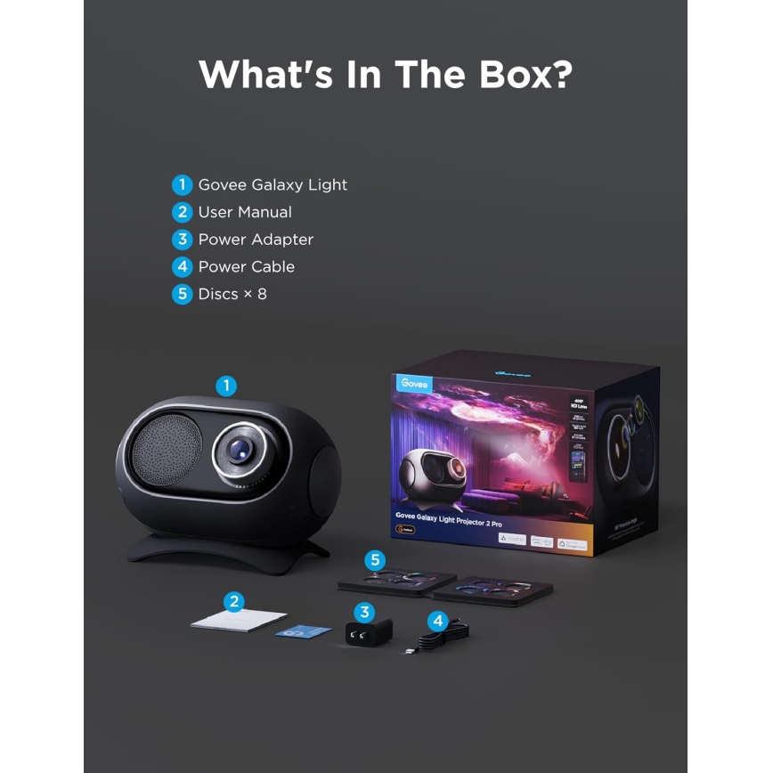Govee - Galaxy Light Projector 2 Pro Matter med Wi‑Fi-högtalare