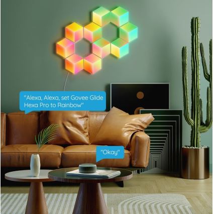 Govee - KIT 10x LED-lampa Glide Hexa Pro LED Smart RGBIC Wi-Fi