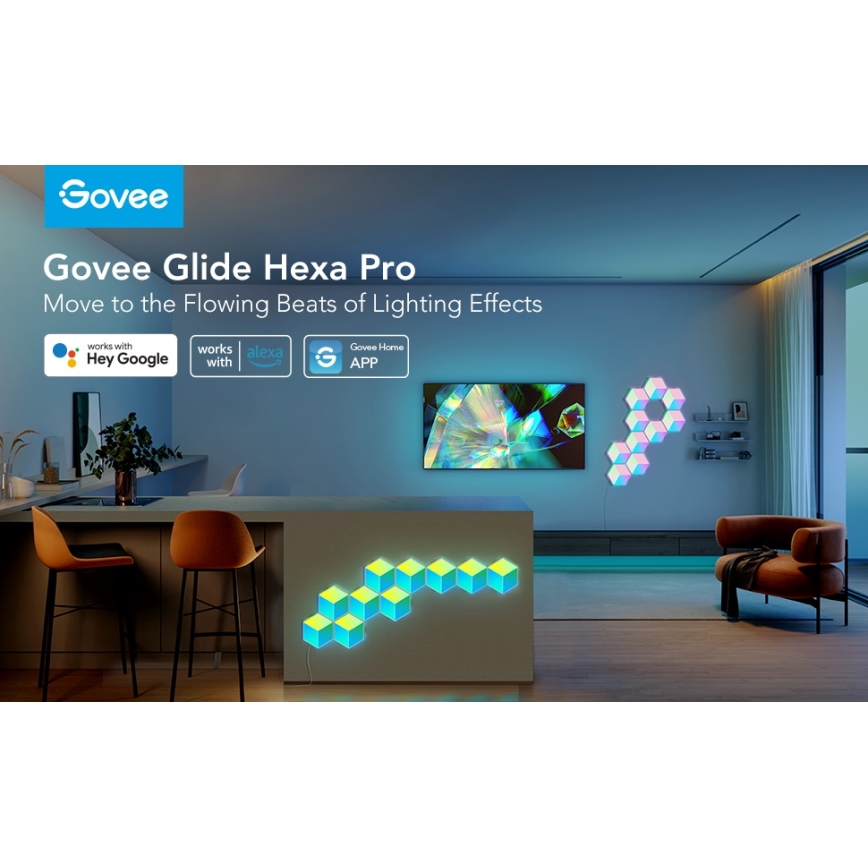 Govee - KIT 10x LED-lampa Glide Hexa Pro LED Smart RGBIC Wi-Fi