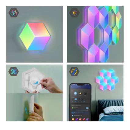 Govee - KIT 10x LED-lampa Glide Hexa Pro LED Smart RGBIC Wi-Fi