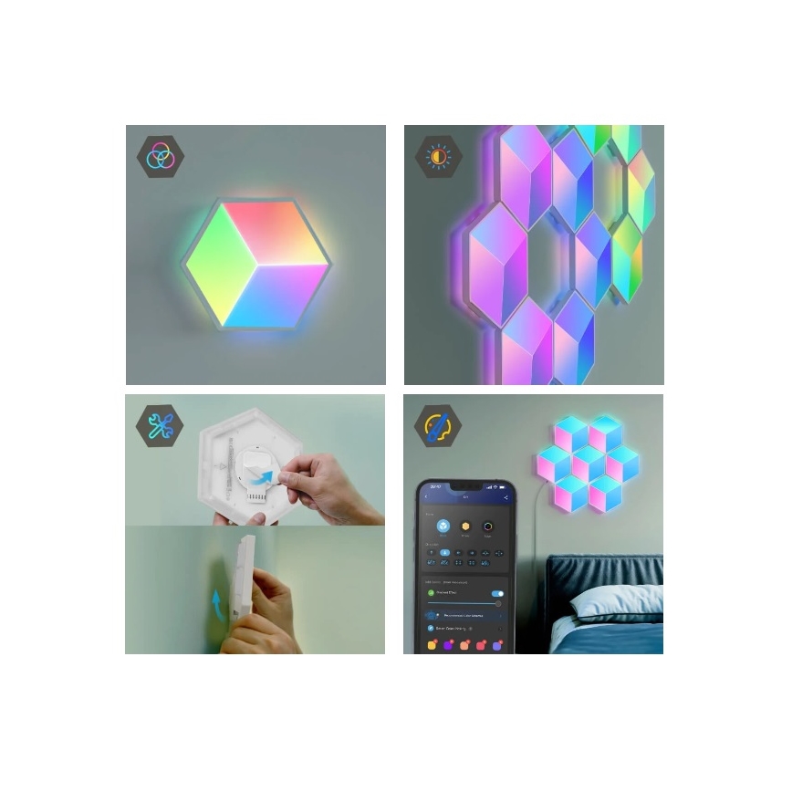 Govee - KIT 10x LED-lampa Glide Hexa Pro LED Smart RGBIC Wi-Fi