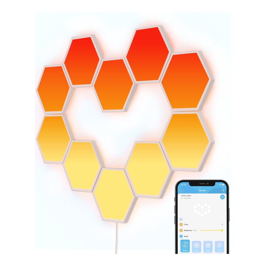 Govee - KIT 10x LED RGB Ljusreglerad panel LED/36W/230V Wi-Fi