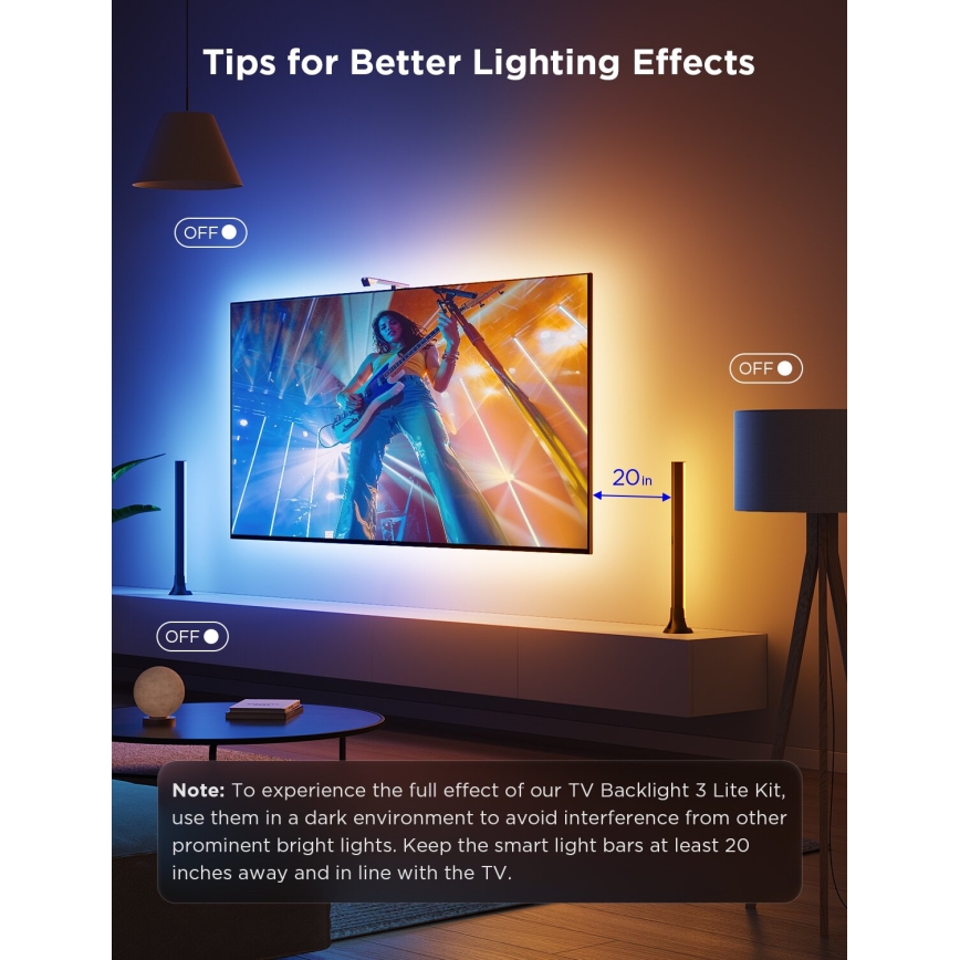 Govee - KIT 2x Backlight TV 55-65" SMART LED bakgrundsbelyst RGBICW Wi-Fi