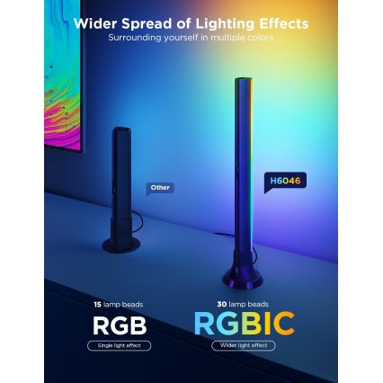 Govee - KIT 2x Backlight TV 55-65" SMART LED bakgrundsbelyst RGBICW Wi-Fi
