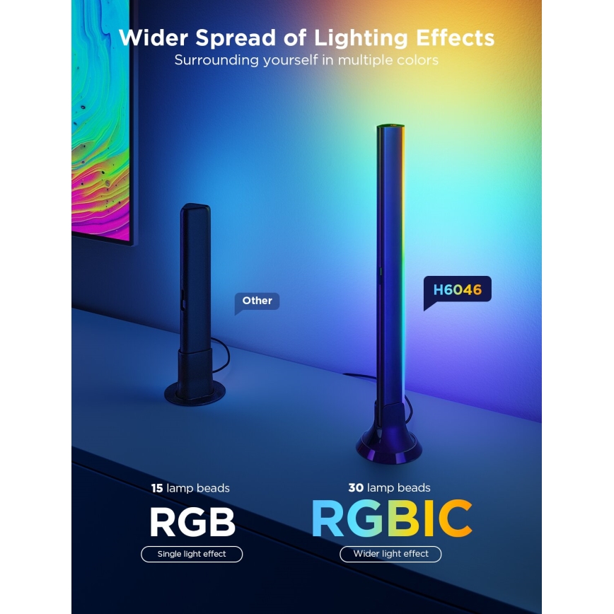 Govee - KIT 2x Backlight TV 55-65" SMART LED bakgrundsbelyst RGBICW Wi-Fi