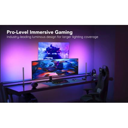 Govee - KIT 2x Smart Gaming Wi-Fi LED RGBIC Panels + Smart Dual + fjärrkontroll