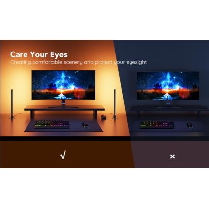 Govee - KIT 2x Smart Gaming Wi-Fi LED RGBIC Panels + Smart Dual + fjärrkontroll