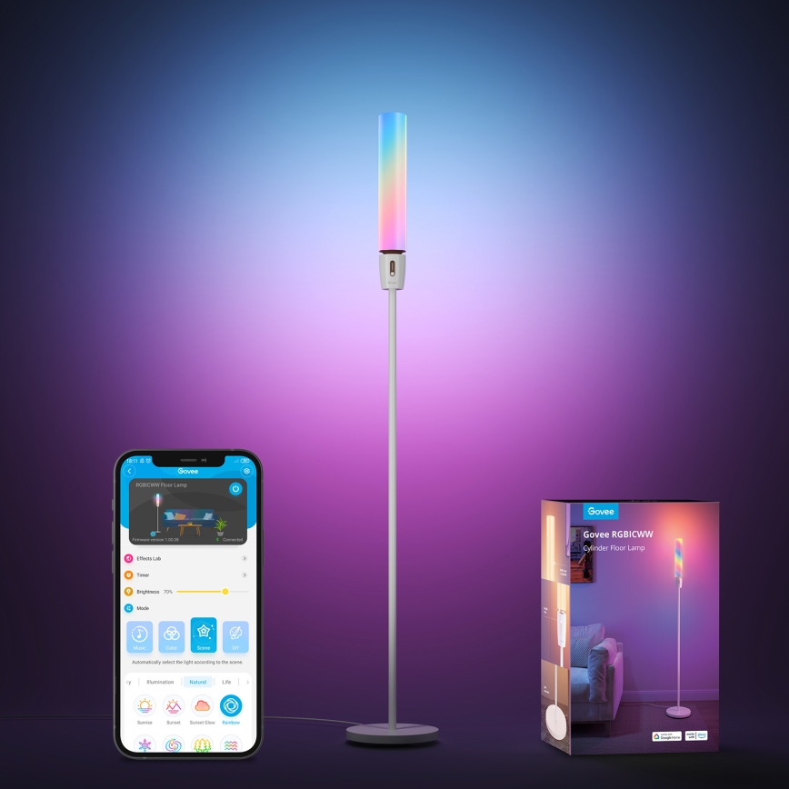 Govee - LED Dimbar golvlampa CYLINDER SMART RGBICWW 2200-6500K