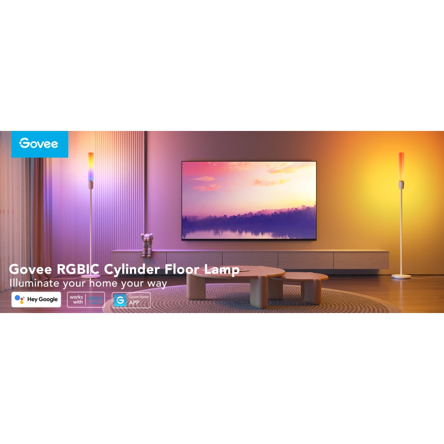Govee - LED Dimbar golvlampa CYLINDER SMART RGBICWW 2200-6500K