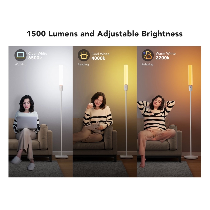 Govee - LED Dimbar golvlampa CYLINDER SMART RGBICWW 2200-6500K
