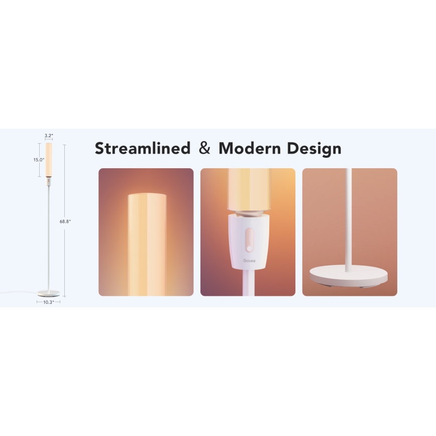 Govee - LED Dimbar golvlampa CYLINDER SMART RGBICWW 2200-6500K